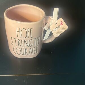 Rae Dunn Hope Strength Courage Pink Mug